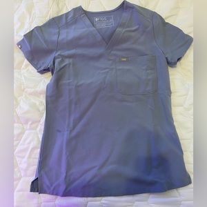 WearFigs Vapor Blue Space Dye Catarina Scrub Top - XXS